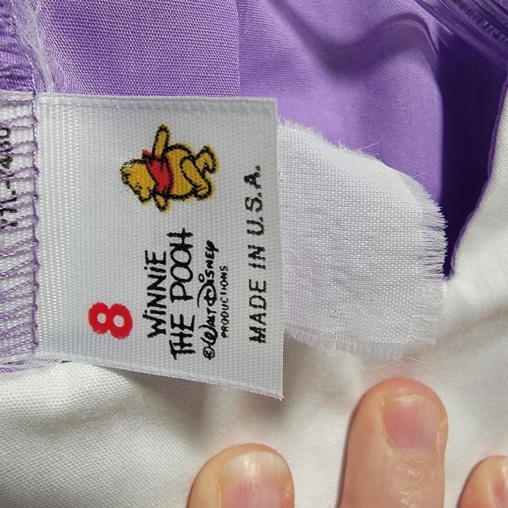 Vintage Winnie the‎ Pooh Purple Prairie Dress Kids Size 8 Ruffle Bib Collar USA